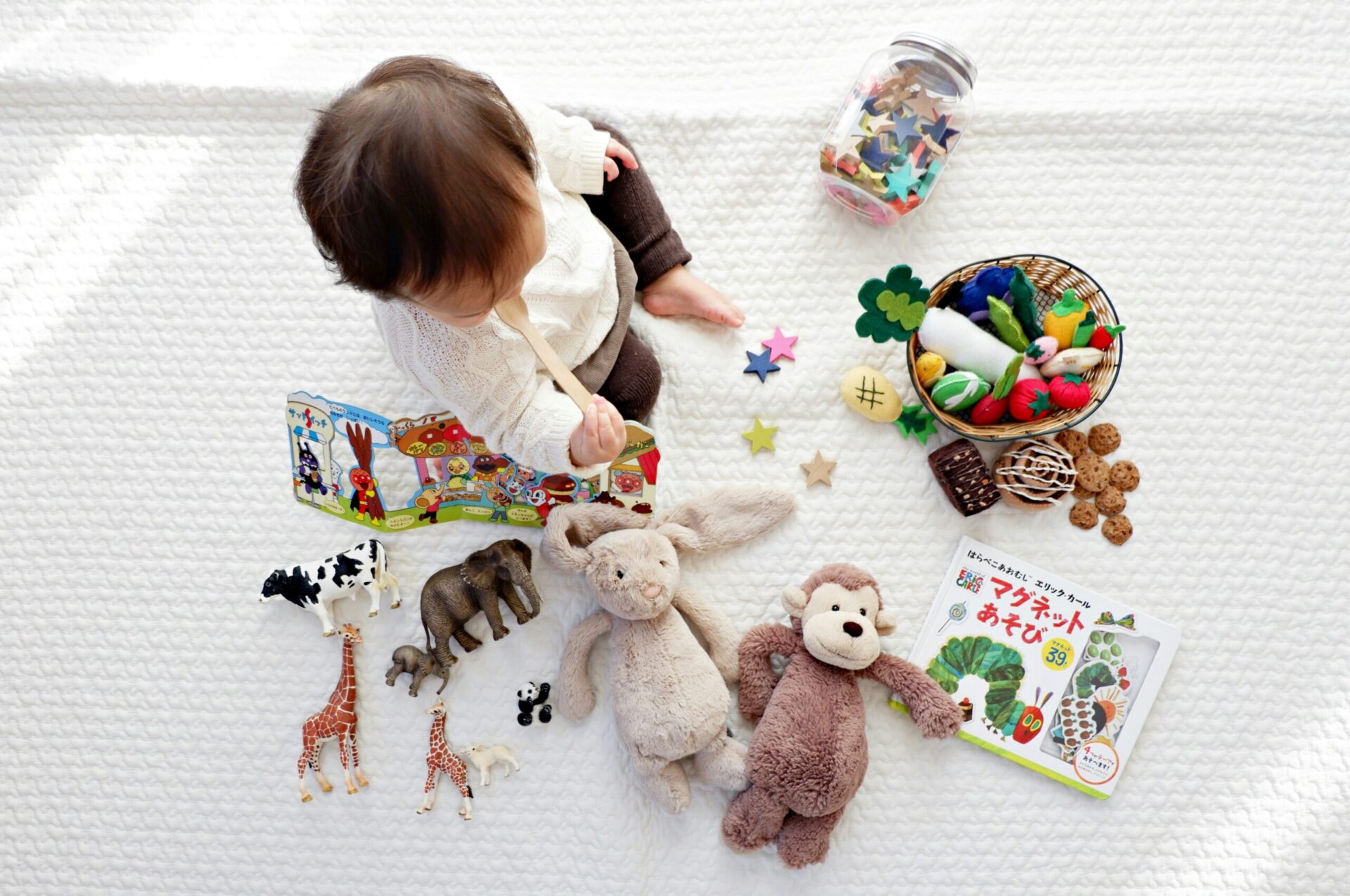 girl playing with non-toxic toys