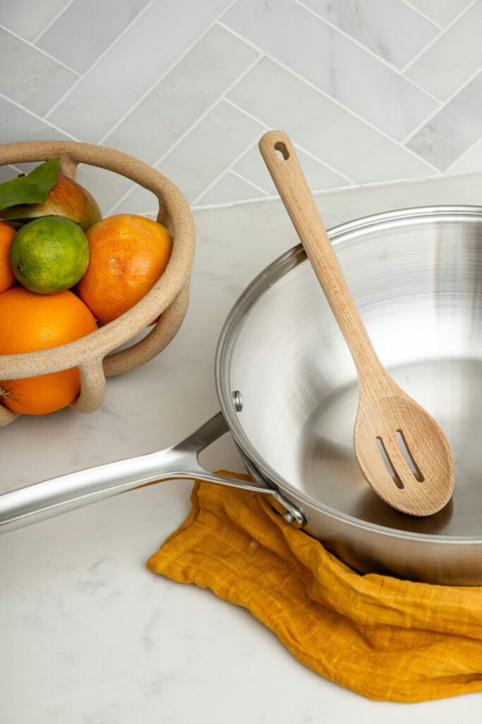orange fruit and non-toxic cookware