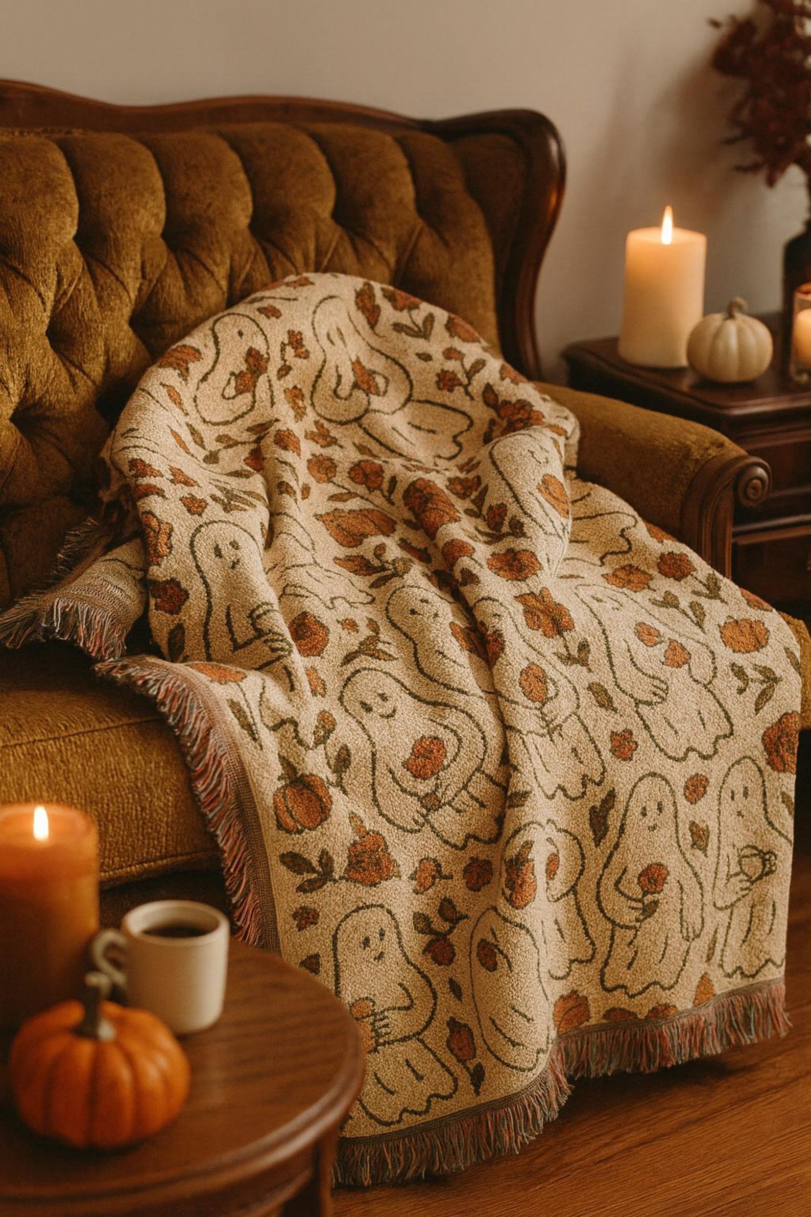 Cozy autumn blanket Non-Toxic 100% cotton fall textile