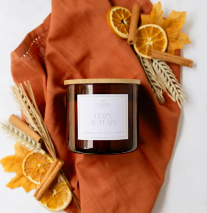 Cozy non-toxic fall candle for autumn decor and holiday scent