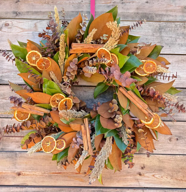 beautiful non-toxic fall wreath made from all natural ingredients, perfect for autumn decor