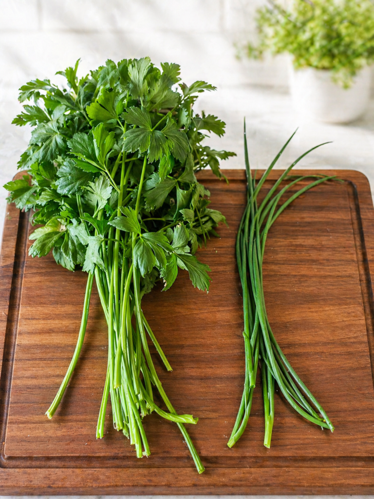 fresh herbs harvested from an indoor smart garden grown with zero pesticides