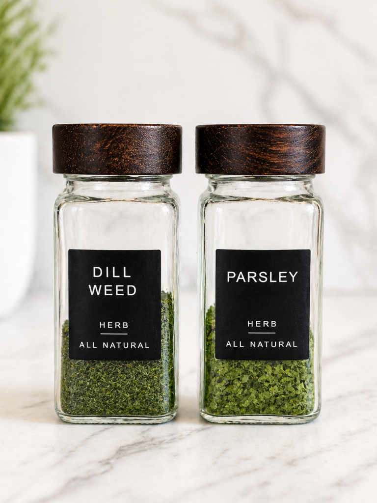 Dried herbs harvested from a pesticide-free indoor smart garden