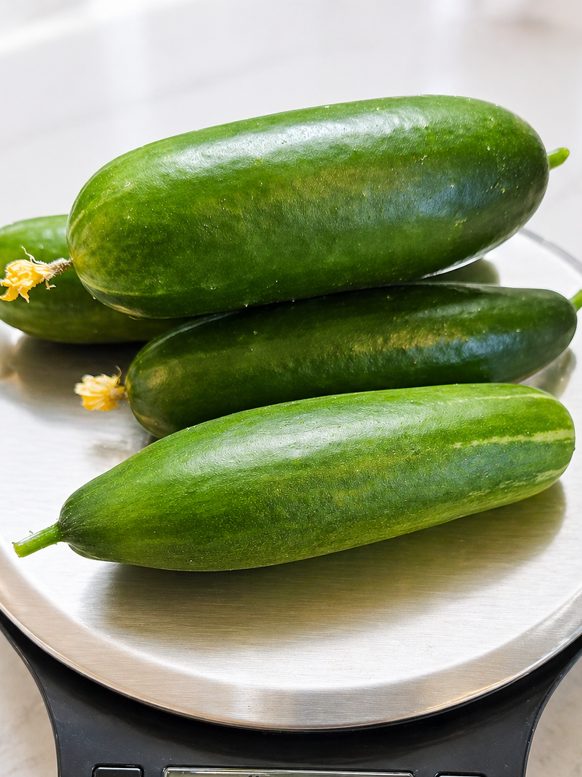 cucumbers harvested from a pesticide-free indoor hydroponic garden