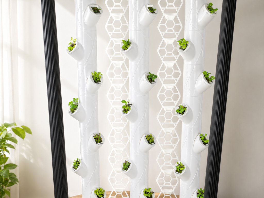 A beautiful hydroponic indoor garden with 30 seedlings in a bright setting