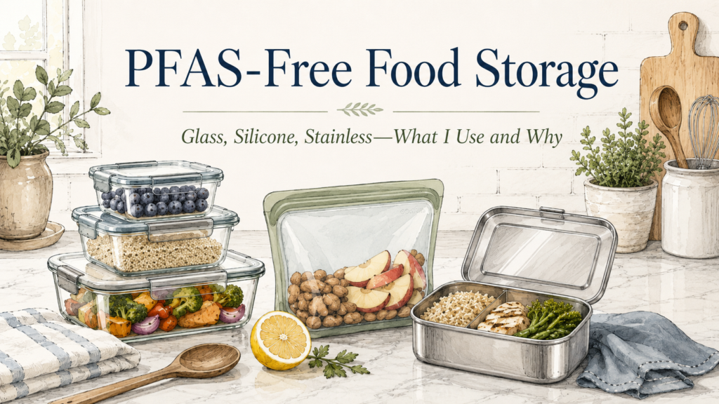 sketch showing different non-toxic food storage options